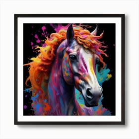 The colourful horse represents a powerful symbol of freedom, strength, and vitality. Art Print