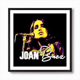 Joan Baez Contemporary Folk Music in Pop Art Illustration Art Print