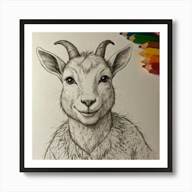 Goat Drawing 23 Art Print