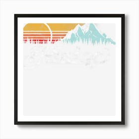 Retro Vibe Maine Vintage Mountains & Sun Art Print