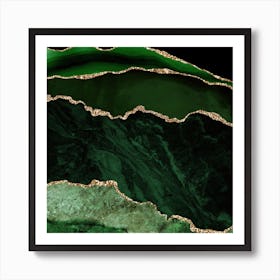 Green & Gold Agate Texture 02 Art Print