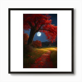 Full Moon In The Forest 4 Art Print