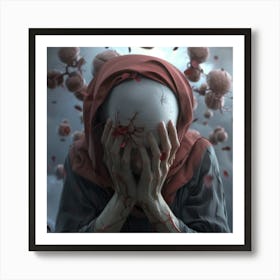 Girl With Blood On Her Face Art Print