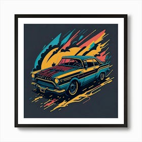 Car Colored Artwork Of Graphic Design Flat (10) Art Print