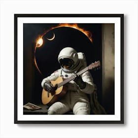 Astronaut Playing Guitar Art Print