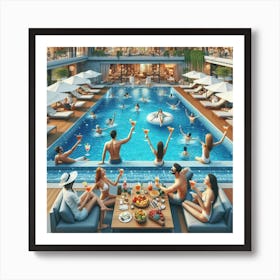 Pool Party At The Hotel Art Print