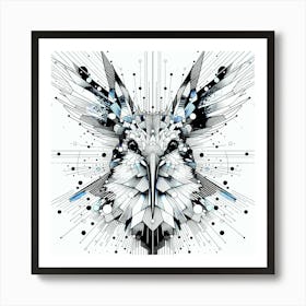 Colibri Head - Abstract Line Art Illustration 13 Art Print