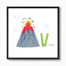 V is for Volcano Poster