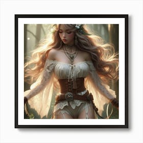 Sexy Girl In The Woods Art Print