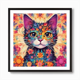 Flower Power Cat Art Print (5) Art Print