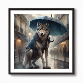 Wolf In The Rain Art Print