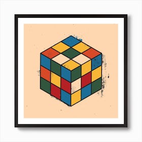 Rubiks Cube Square Art Print