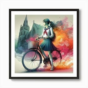 Girl On A Bike 1 Art Print