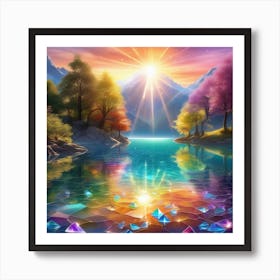 Rainbow Over A Lake 3 Art Print