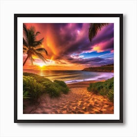 Sunset On The Beach 155 Art Print