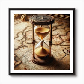 Hourglass On A Map Art Print