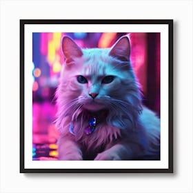 Cat At Night Art Print Art Print