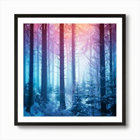 Firefly Dreamy Winter Forest With Ethereal Colorful Mist 45321 (3) Art Print