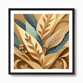 Firefly Beautiful Modern Detailed Botanical Rustic Wood Background Of Herbs And Spices; Illustration (6) Art Print