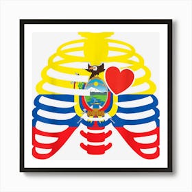 Ribcage Ecuadorian Halloween Ecuador Flag Heart X Ray Witch Art Print