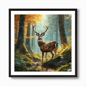 Deer In The Forest 133 Art Print