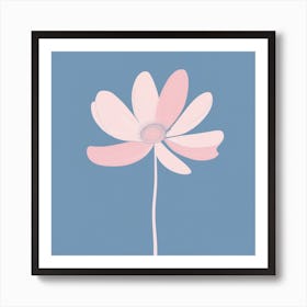 A White And Pink Flower In Minimalist Style Square Composition 54 Art Print