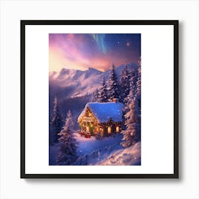 Santa'S Cabin Art Print