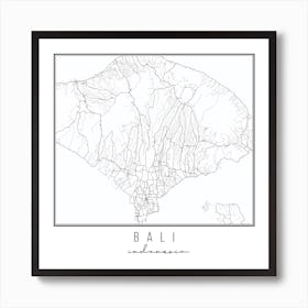 Bali Indonesia Street Map Art Print