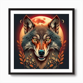 The Wolf Head Points Roars Named Meyer Red Art Print