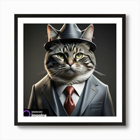 Boss / Mafia Cat In A Suit Art Print