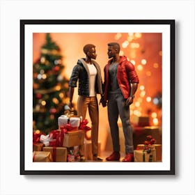 Realistic Black Gay Couple Christmas Stylish Deep B399f3d4 8120 4178 B5e3 Db414bfb41bc Art Print