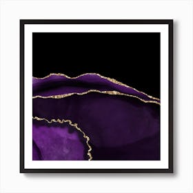 Purple & Gold Agate Texture 05 Art Print