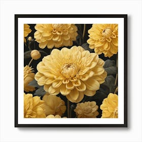 Aesthetic style, Large yellow Dahlia flower Art Print