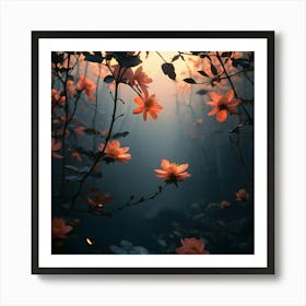 Flowers At Dusk 1 Art Print