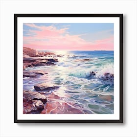 Pink Horizon: Watercolor Serenity Art Print