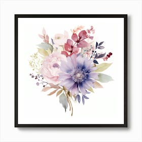 Watercolor Flowers Bouquet Art Print