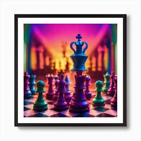 Colorful Chess Pieces Art Print