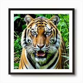 Tiger Feline Carnivore Predator Wild Stripes Roar Majestic Big Cat Wildlife Jungle Powerf Art Print