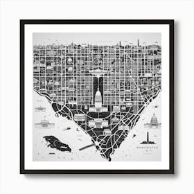 Washington City Map Art Print