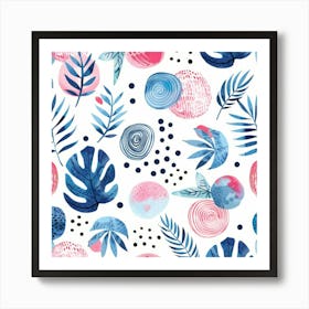 Watercolor Leaves Pattern 1 Art Print