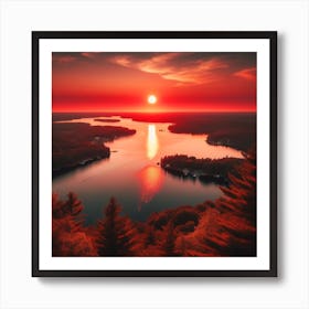 Sunset Over Lake 1 Art Print