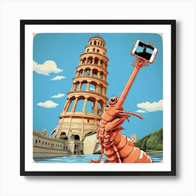 Shrimp In Front Of A Tower Art Print