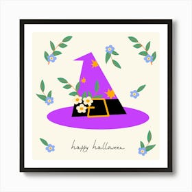 Happy Halloween Witch Hat Art Print