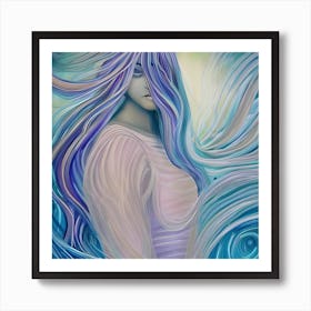 Woman With Blue Hair Art Print