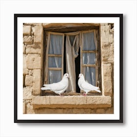 Doves In The Window Art Print