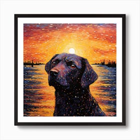 Dog At Sunset 3 Art Print