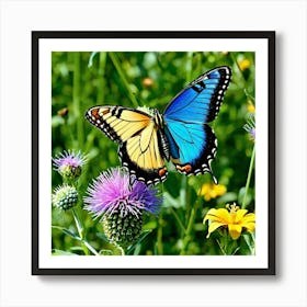 Butterfly On Thistle 2 Art Print