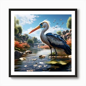 Bird In The Water Art Print