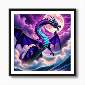 Purple Dragon In The Ocean Art Print