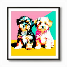 Havanese Pups, This Contemporary art brings POP Art and Flat Vector Art Together, Colorful Art, Animal Art, Home Decor, Kids Room Decor, Puppy Bank - 159th Art Print